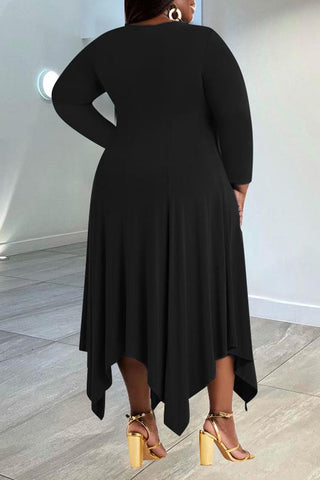 Plus Size Asymmetrical U Collar Letter Print Dress