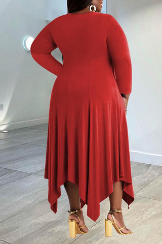 Plus Size Asymmetrical U Collar Letter Print Dress