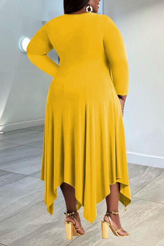 Plus Size Asymmetrical U Collar Letter Print Dress