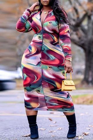 Free-shipping-online-clothing-sale-calf-length-long-sleeve-casual-graphic-print-mandarin-collar-casual-wear-dress-x2352