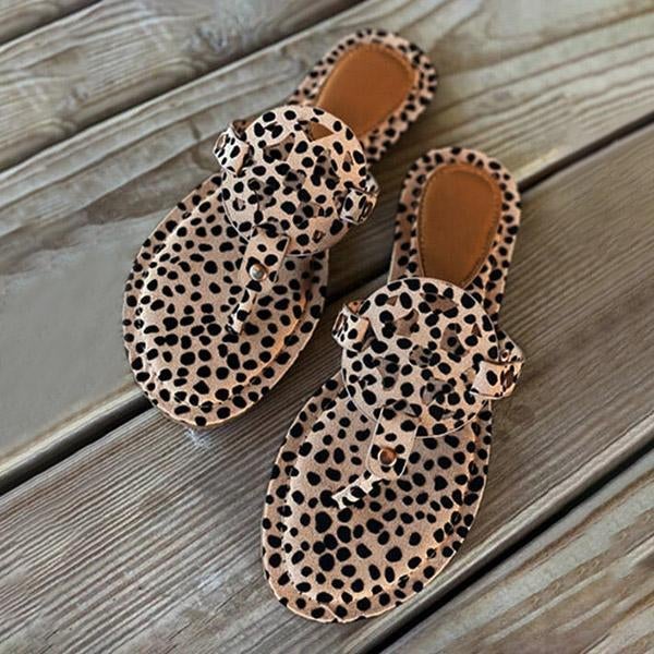 Leopard Printed Hollow Out Beach Slippers