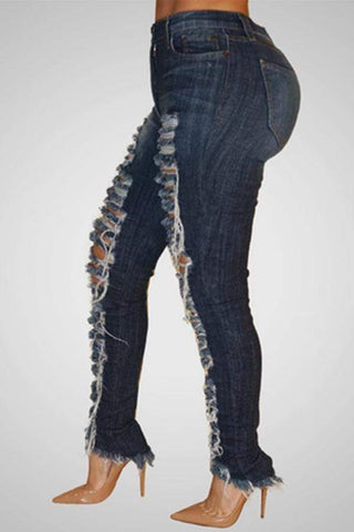 Trendy High Waist Broken Holes jeans