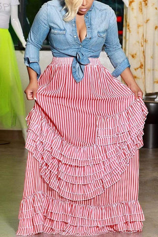 Casual Loose Striped Skirt
