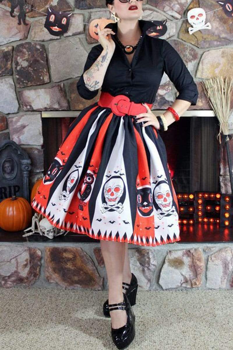 Trendy Halloween Pleated Skirt