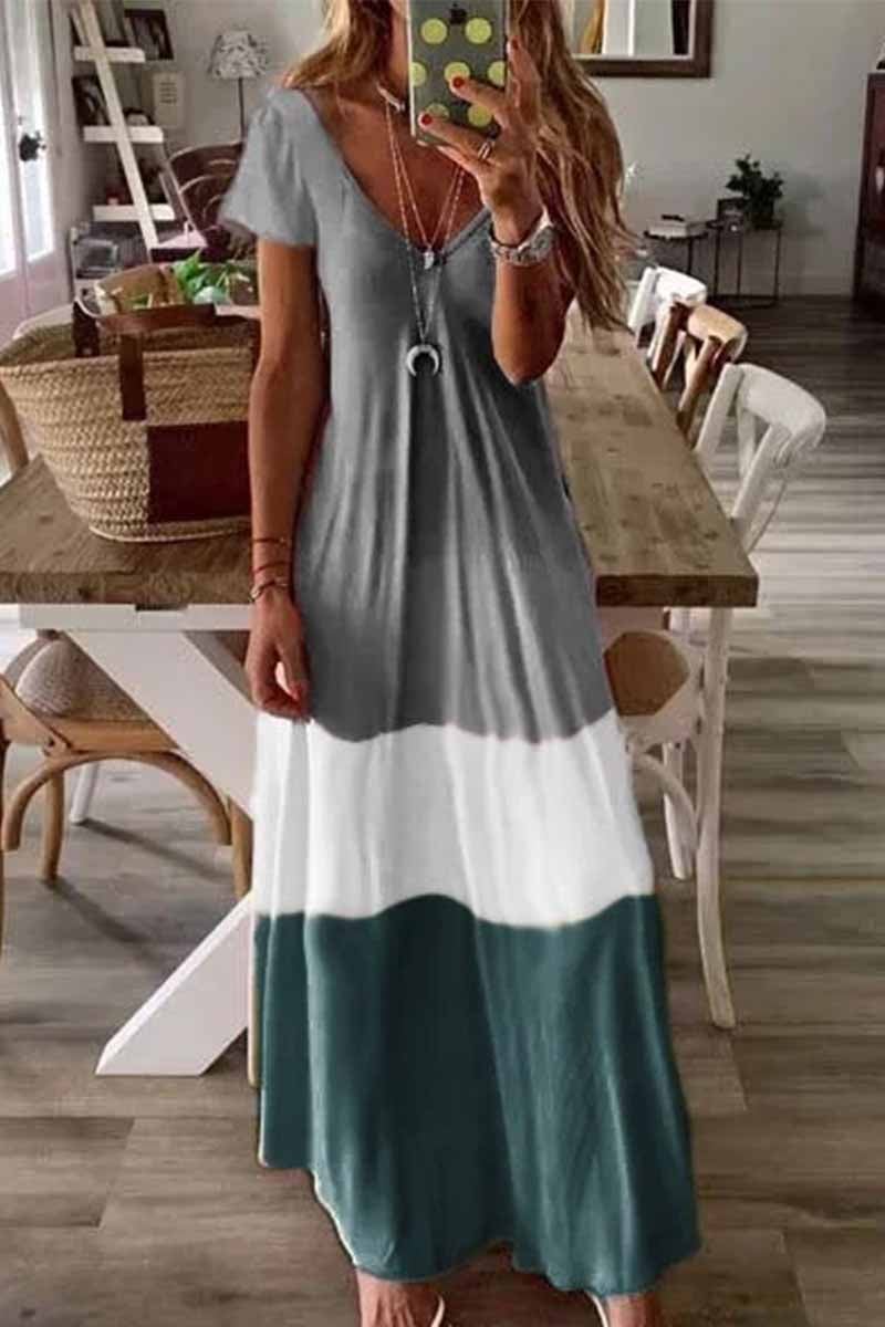V Neck Length Maxi Dress