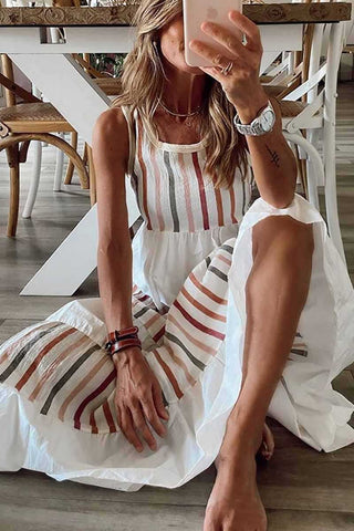 Casual Loose Sleeveless Striped Dress