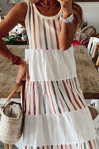 Casual Loose Sleeveless Striped Dress