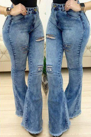 Fashion Wide Leg Denim Trousers