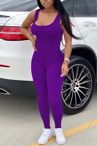 Fashion Solid Color Tank Jumpsuit