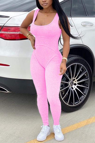 Fashion Solid Color Tank Jumpsuit