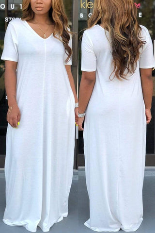 Casual Loose Solid Color Maxi Dress