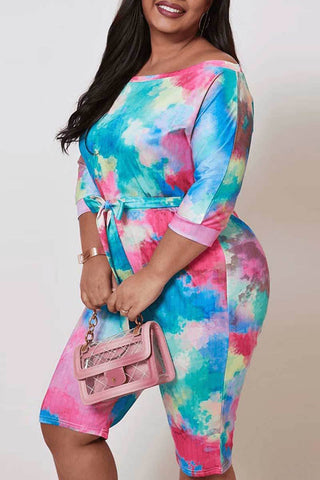 Fashion Multicolor Printed Plus Size  Romper