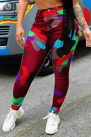 �Fashion Multicolor Printed Skinny Trousers