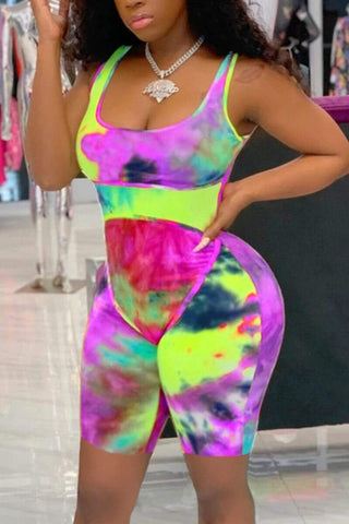 Sexy Slim Print Sleeveless Romper