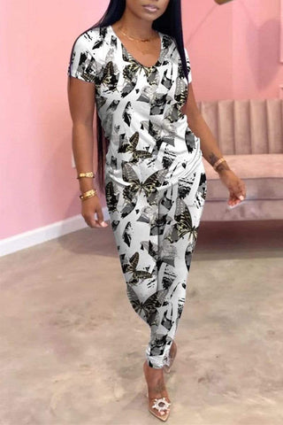 Trendy Printed Short Sleeve Two Piece