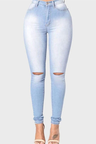 Fashion Skinny Holes Denim Trousers