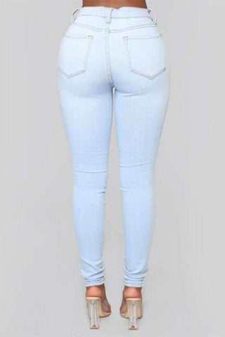 Fashion Skinny Holes Denim Trousers