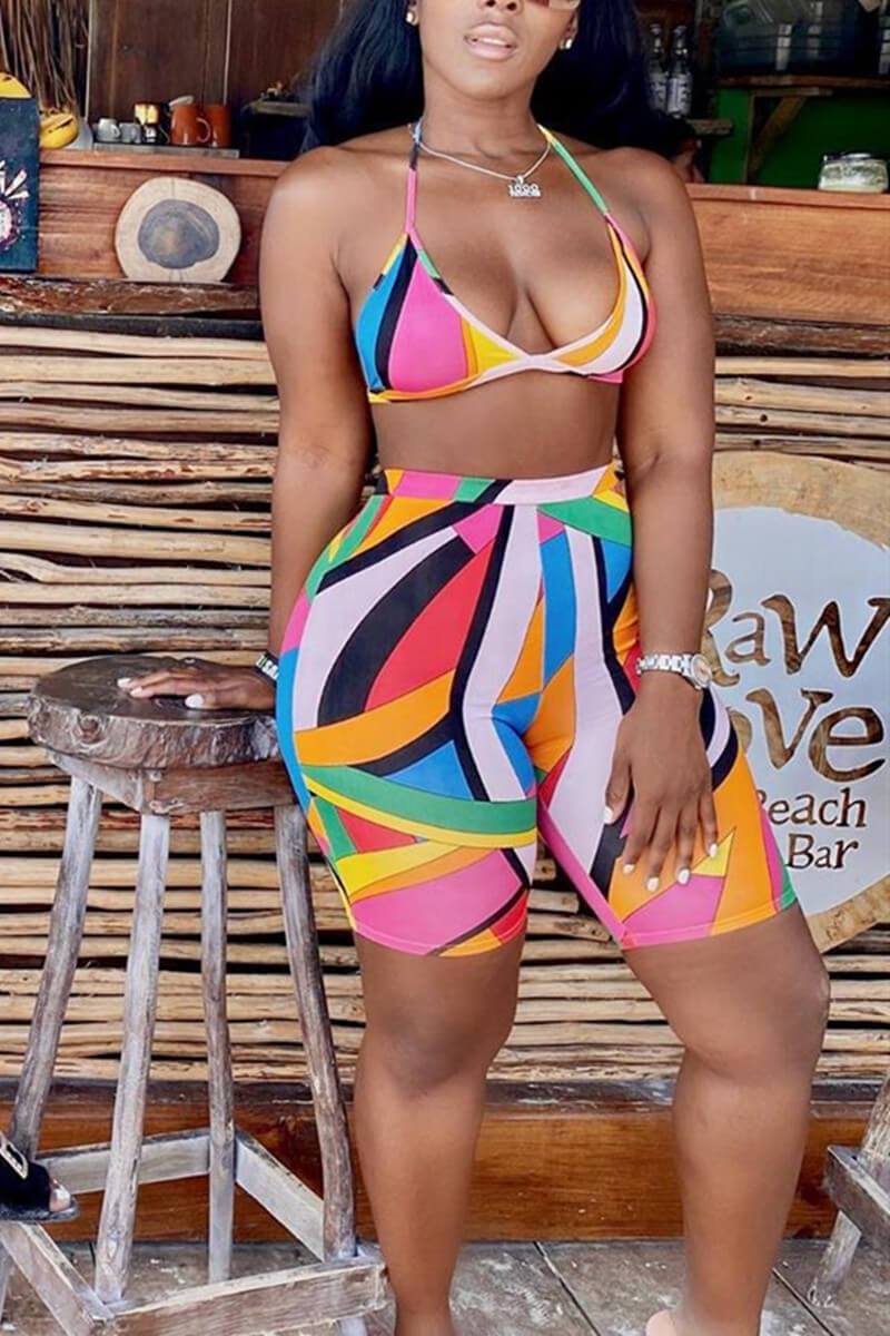 Sexy Printed Multicolor Swimsuit Set