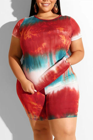 Fashion Printed Plus Size Shorts Set