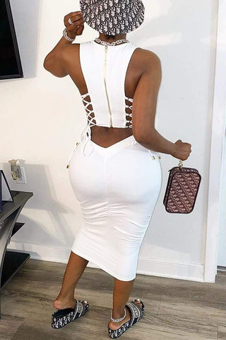 Sexy Sleeveless Slim Solid Dress