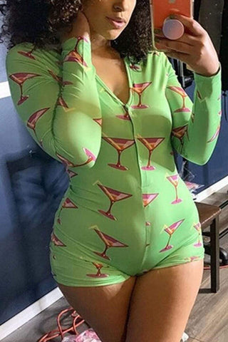 Sexy V Neck Cartoon Print Romper