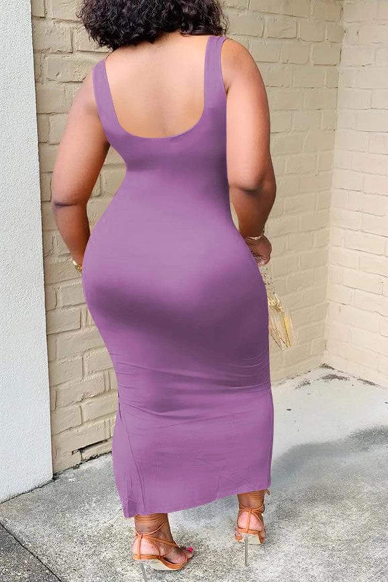 Sexy Tight Solid Color Sleeveless Dress