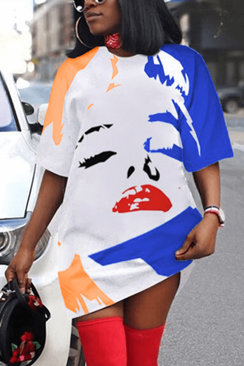 Fashion Casual Creative Patchwork Print Dress