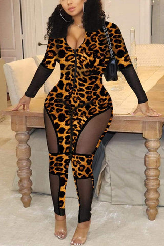 Sexy Perspective fashion Leopard Jumpsuits