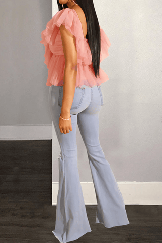 Sexy Mesh Sling Off-Shoulder Top