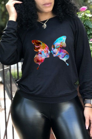 Casual Street Print Patchwork O Neck Tops
