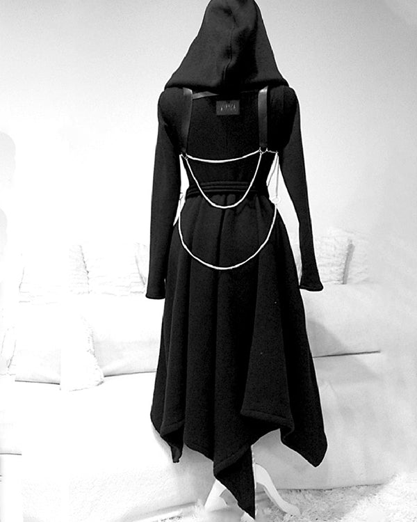 Free-shipping-online-clothing-black-panelled-lace-up-dress-202400330958