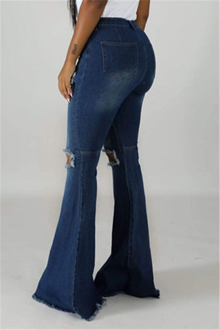 Fashion Flared Wide-Leg Denim Trousers