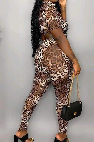 Sexy Leopard Digital Print Two-Pieces Set