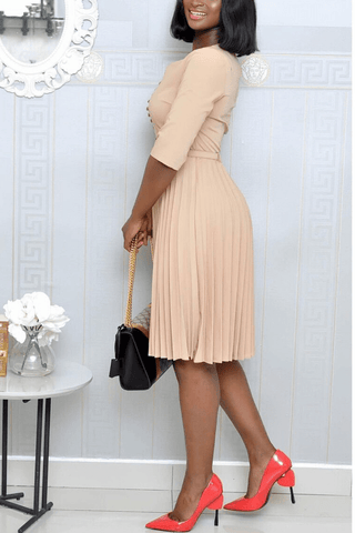 Casual Pure Color Pleated Skirt