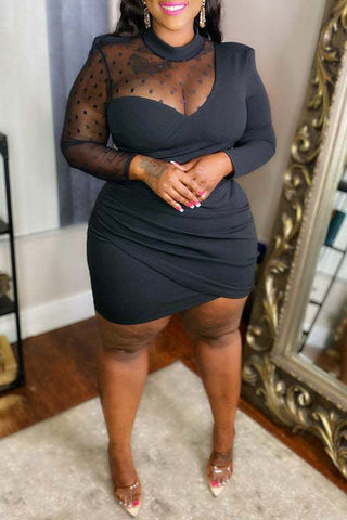 Online-clothing-plus-size-plain-dresses-sheer-long-sleeve-lace