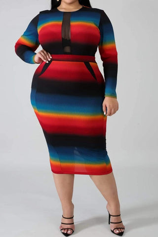 Large Stripe Mesh Dress