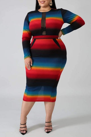 Large Stripe Mesh Dress