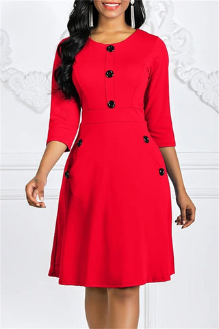 Fashion Casual Solid Patchwork O Neck A Line Dresses