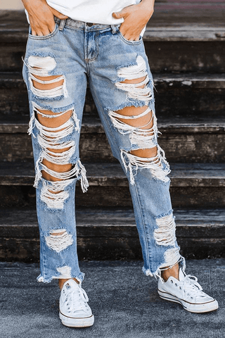 Fashion Ripped Straight Jeans