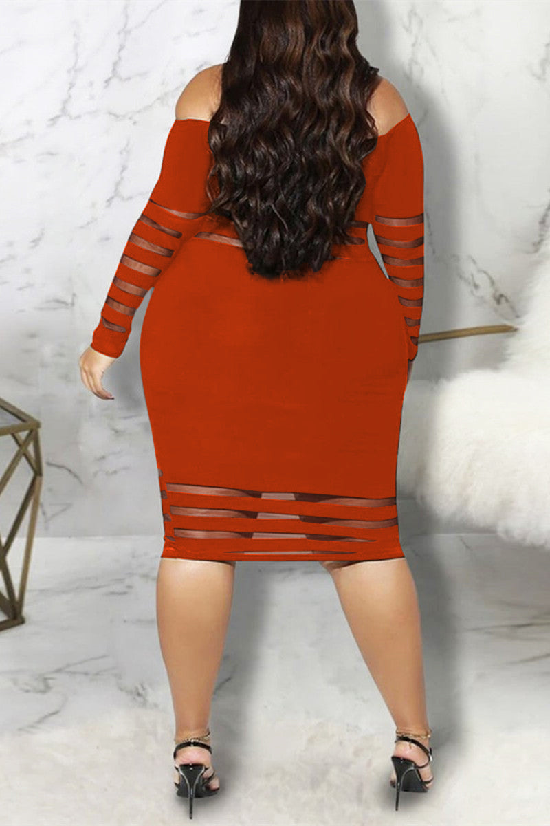 Online-clothing-plus-size-off-shoulder-sheer-mesh-plus-size-bodycon-dress