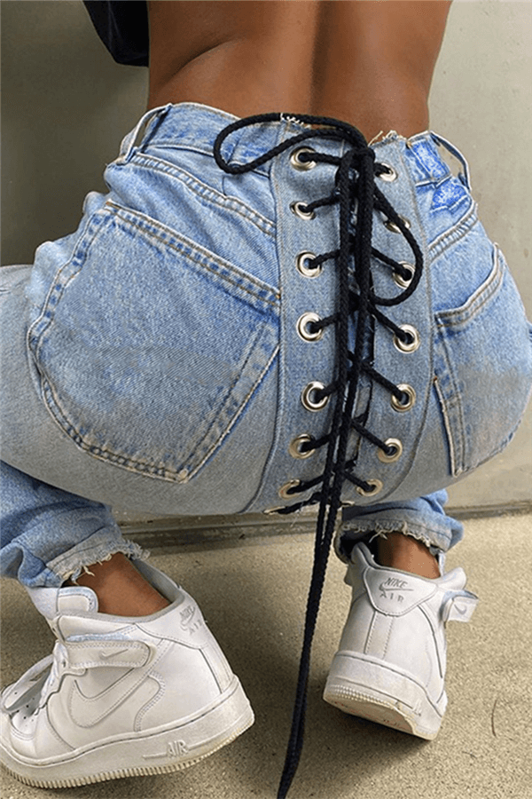 Fashion Casual Straight Patchwork Jeans