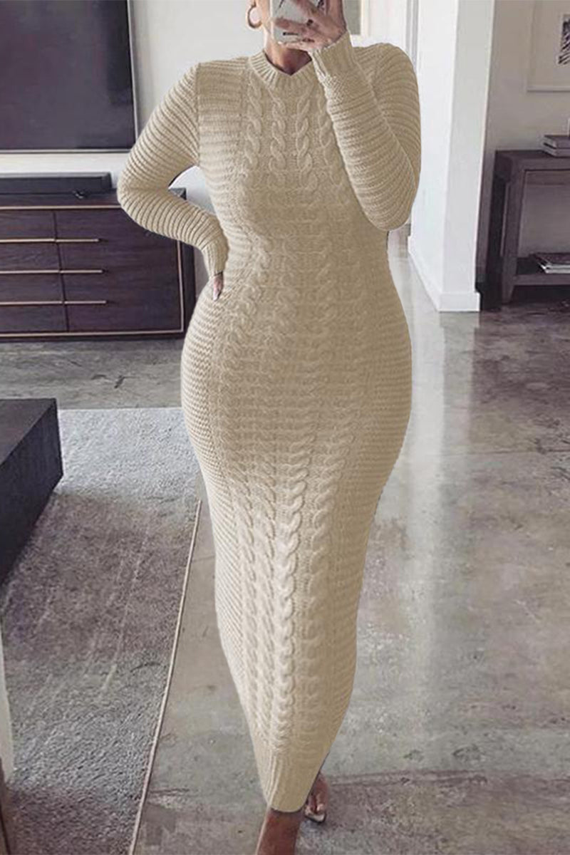 Online-clothing-plus-size-twisted-solid-long-sleeve-bodycon-maxi-dress