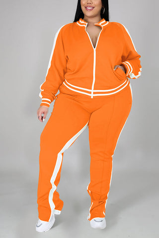 Free-shipping-online-clothing-plus-size-cold-shoulder-striped-top-slit-sweatpants-jogger-outfit-matching-set