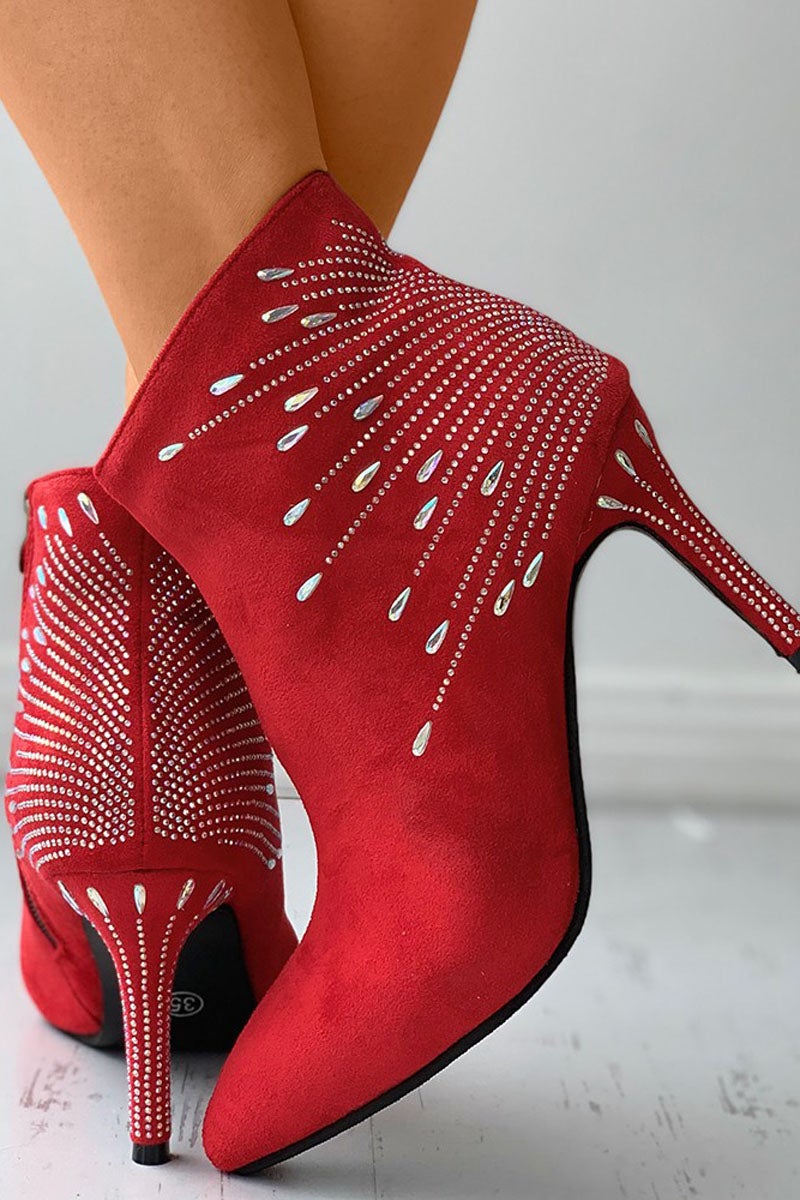 Casual Rhinestone Sequin Stiletto Ankle Boot