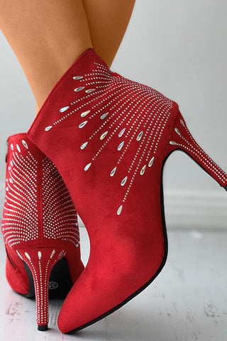 Casual Rhinestone Sequin Stiletto Ankle Boot