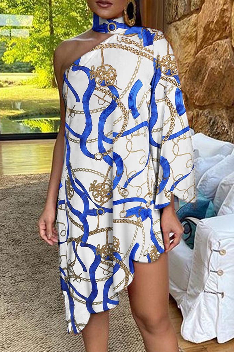 Casual Print Split Joint Halter Irregular Dress Dresses