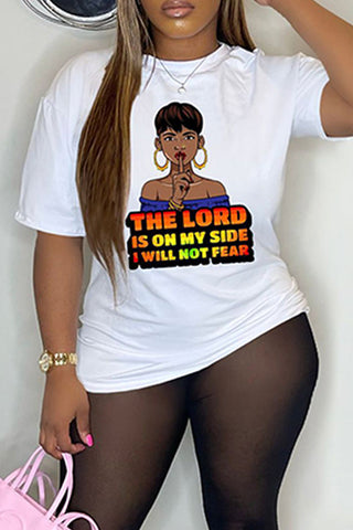 Casual Print Basic O Neck T-Shirts