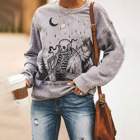 Loose Casual Halloween Print Sweatshirt