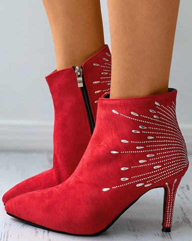Casual Rhinestone Sequin Stiletto Ankle Boot