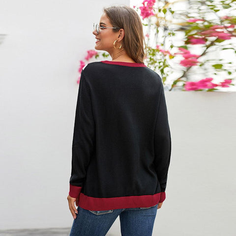Casual Christmas Print O Neck Sweater